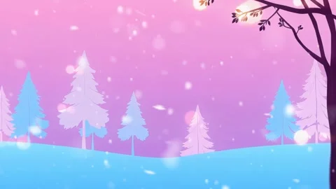 Arctic Bloom: Azure &amp; White Pine Forest Thrives Amidst a Snowy Expanse under a Stock Footage 307004627