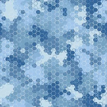 Arctic blue colors seamless pattern background of hexagons and squares Stockillustratie