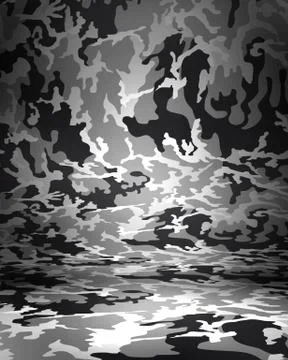 Arctic Camouflage studio portrait backdrop with floor. 3d rendering Stock Illustration
