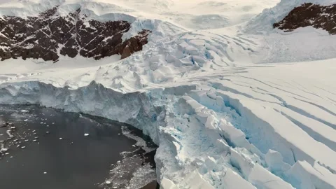 Arctic circle endless frozen landscape with heavy snow, Aerial view Stock Footage 291622031