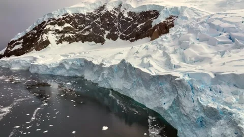 Arctic circle endless frozen landscape with heavy snow, Aerial view Видео 291622052