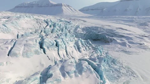 Arctic circle endless frozen landscape with heavy snow, Aerial view Stock Footage 291622374
