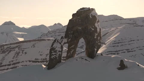Arctic circle endless frozen landscape with heavy snow, Aerial view Stock Footage 291622444