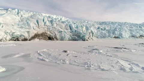 Arctic circle endless frozen landscape with heavy snow, Aerial view Stock Footage 291624986