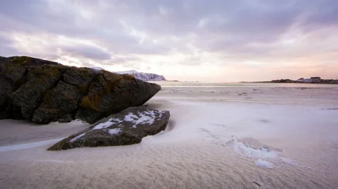 Arctic coast ocean with waves and the sea in Norway timelapse Stock Footage 45919416