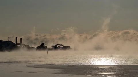 Arctic construction yard on sea Stock Footage 148886575