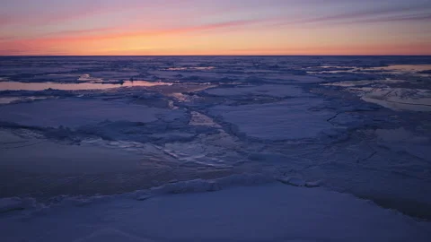 Arctic dusk with new sheets of ice Video stock 141796728