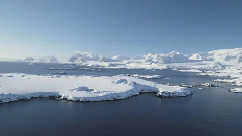 Arctic epic ocean mountain landscape aerial view Stock Footage 101102982