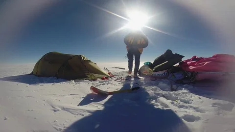 Arctic equipment and a man Stock Footage 79978699