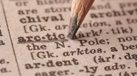 Arctic - Fake dictionary definition of the word with pencil underline Stock Footage 51928186