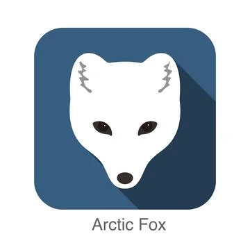 Arctic fox cartoon face, flat icon design Stock Illustration