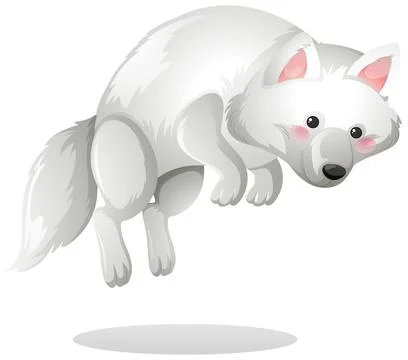 Arctic Fox Jumping in Midair Vector Illustration Stock Illustration