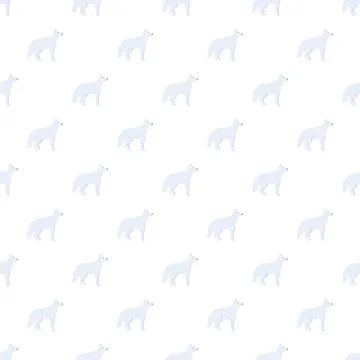 Arctic foxes repeating pattern on white background Stock Illustration