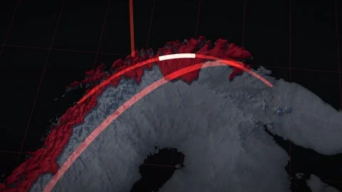 Arctic Frontier 3D elevation relief map with norway highlighted in red Video stock 344010412