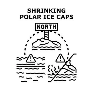 Arctic ice disappearing causing rising sea levels global warming concept Stock Illustration