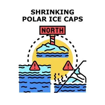 Arctic ice disappearing causing rising sea levels global warming concept Stock Illustration