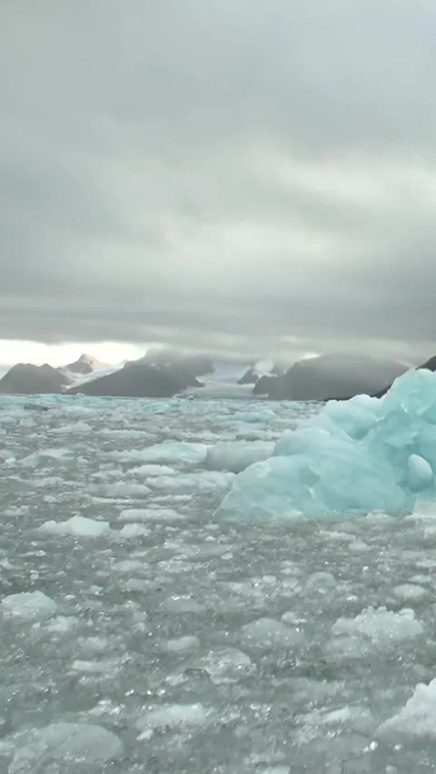 Arctic Ice Field Panorama Svalbard Glacial Beauty Stock Footage 344312535