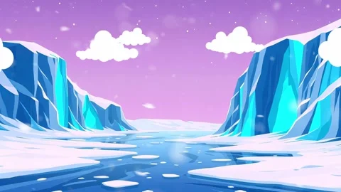 Arctic Ice River with Ice: An animated scene of winter landspace Stock Footage 307002336