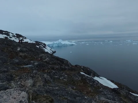 Arctic Icebergs Greenland in the arctic sea Stock Footage