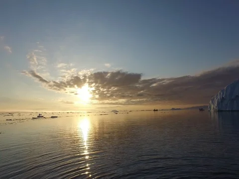 Arctic Icebergs Greenland in the arctic sea Stock Footage