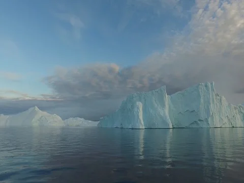 Arctic Icebergs Greenland in the arctic sea Stock Footage