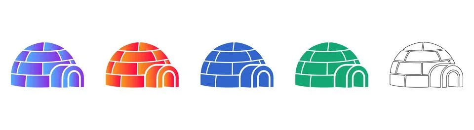 Arctic Igloo House Icon Set with Gradient and Outline Styles イラスト素材