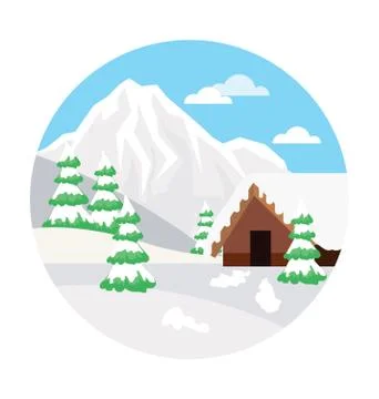 Arctic Mountains Vector Icon Stock Illustration