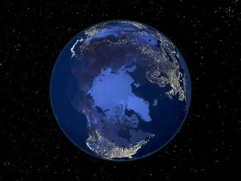 The arctic at night, satellite image Stock Illustration