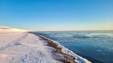 Arctic ocean beach in the fall Stock Photos
