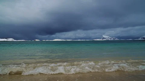 Arctic Ocean beach with stormy clouds Stock Footage 126211785