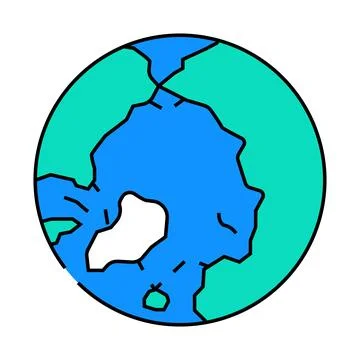 Arctic ocean map icon color illustration Stock Illustration