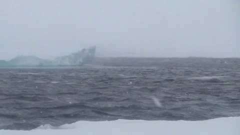 The Arctic Ocean in the middle of a snow storm, North Pole Stock Footage 104867572