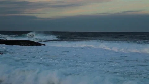 Arctic Ocean at sunset during a storm Stock Footage 84767056