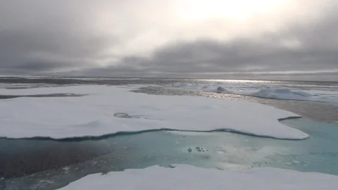 The Arctic Ocean under a cloudy sky, North Pole Video stock 104855786