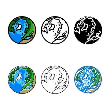 Arctic ocean variants map color icon vector Stock Illustration