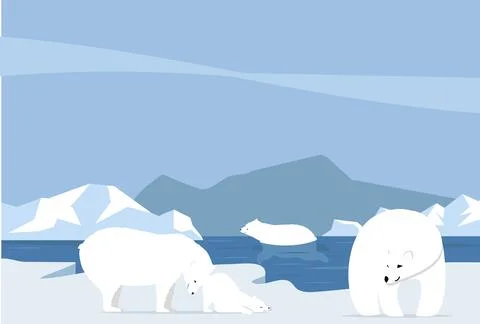 Arctic Polar bear and cub concept Stock Illustration