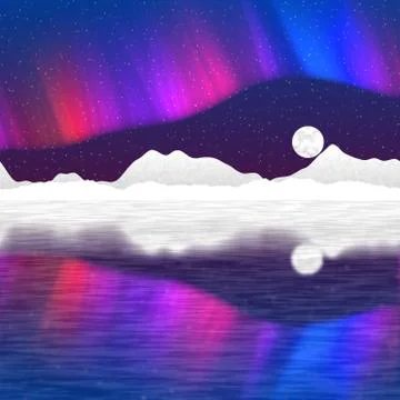 Arctic pole landscape generated hires background Stock Illustration
