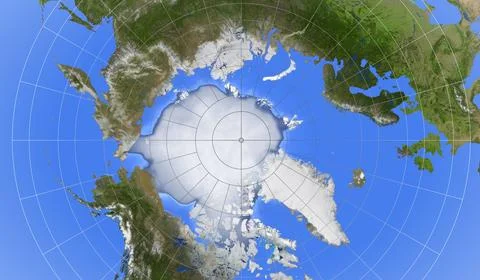 Arctic region map Stock Illustration