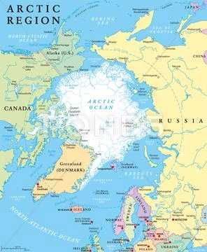 Arctic Region Political Map Stock Illustration