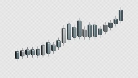 Arctic Silver Chrome Candlestick Chart - Transparent 4K Loop Video stock 347063583