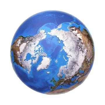 Arctic from space in winter, with high bump effect Stock Illustration