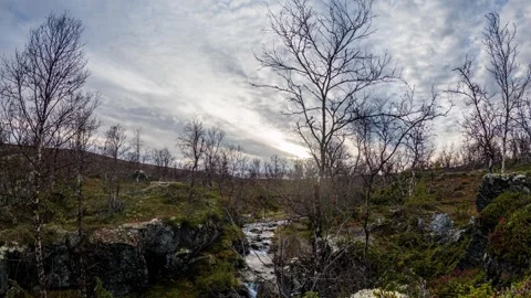 Arctic stream and moving clouds Stock Footage 254784960