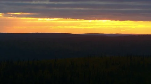Arctic sunset, Time lapse of a orange evening dusk, on the top of kaunispaa t Stock Footage 82095095
