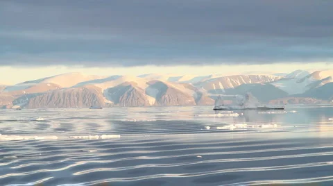 Arctic Waves and Sunset Stock Footage 1072246