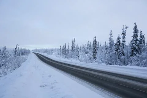 Arctic winter road Stock Photos
