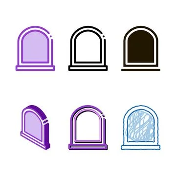 Arcuate window simplified icon vector outline Stock Illustration