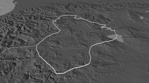 Ardahan, Turkey. Bilevel elevation map with surface waters Illustrazione stock