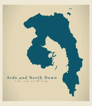 Ards and North Down district map of Northern Ireland Stock Illustration