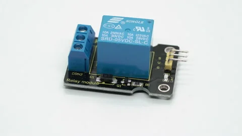 Arduino electronic component, relay module. Electronics diy robotics chip. Vidéo 169315993