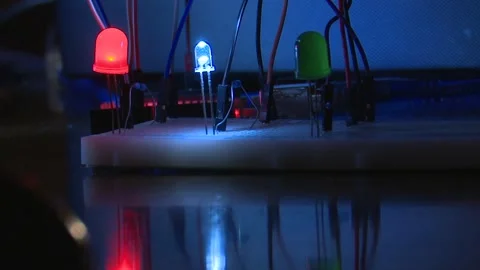 Arduino Microcontroller with Blinking Red, White and Green LED Lights. Stock Footage 326352636